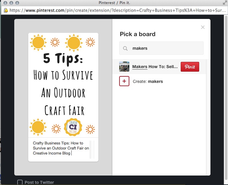 When adding a Pin, don't forget to write a description that includes keywords. You can add each Pin to one or more of your Boards.